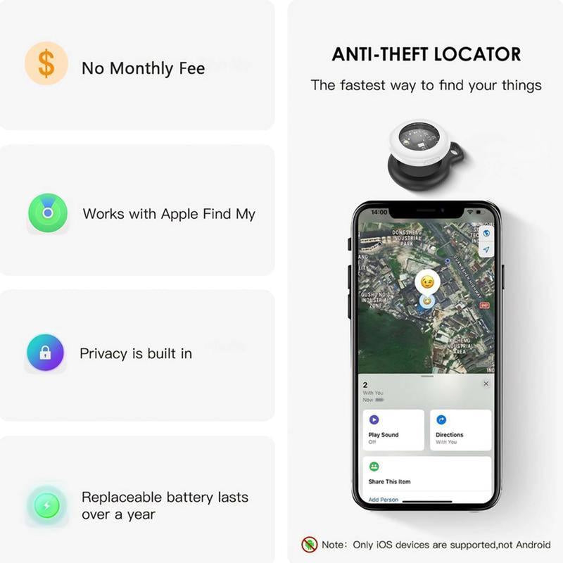 LOZE GPS Tracker: No Monthly Fee, Apple Find My Compatible (iOS) - Mini, Invisible Tracker for Car, Pet, Luggage