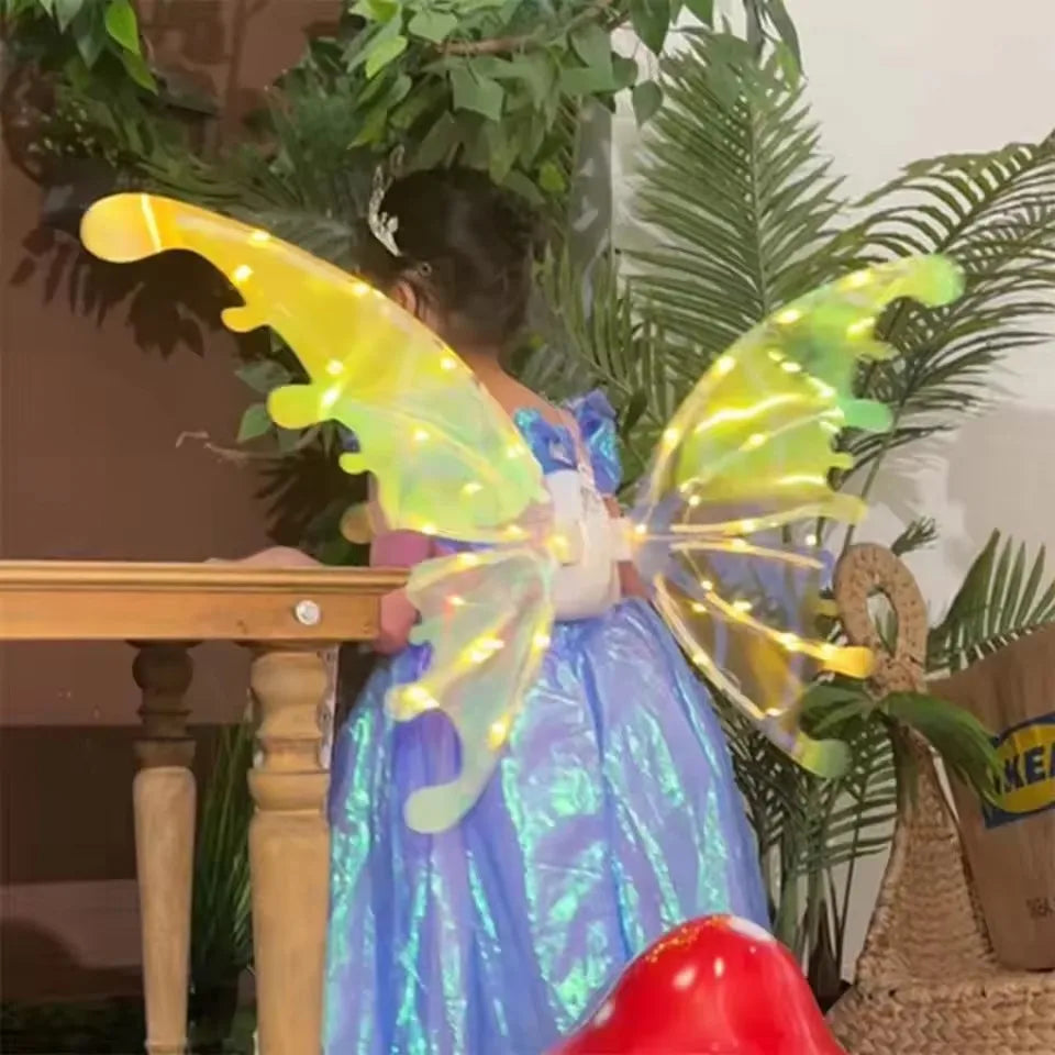 Electrical Butterfly Wings Toy with Music Lights Elf Wings Glowing Shiny Dress up Moving Fairy Wings for Kids Boys Girls Gift