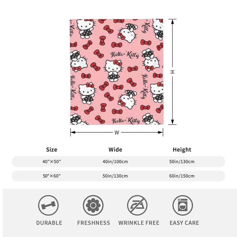 π§£ Hello Kitty Theme Cozy Flannel Blanket β Adorable Printed Plush Throw with Strawberry Design