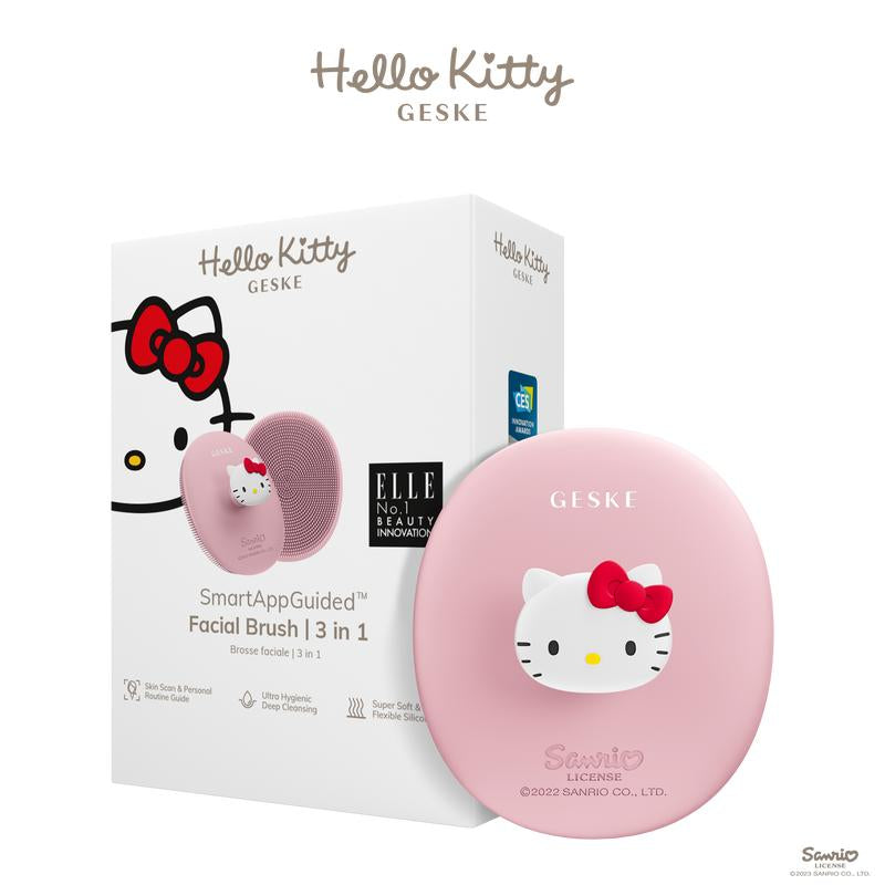 πΈ GESKE Hello Kitty Facial Brush β 3-in-1 Gentle Cleansing & Makeup Brush Set