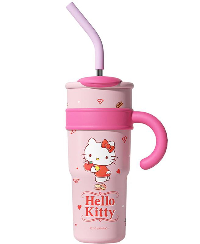 Sanrio Hello Kitty 40 oz Stainless Steel Thermal Tumbler – Vacuum Insulated Water Bottle with Handle & Straw