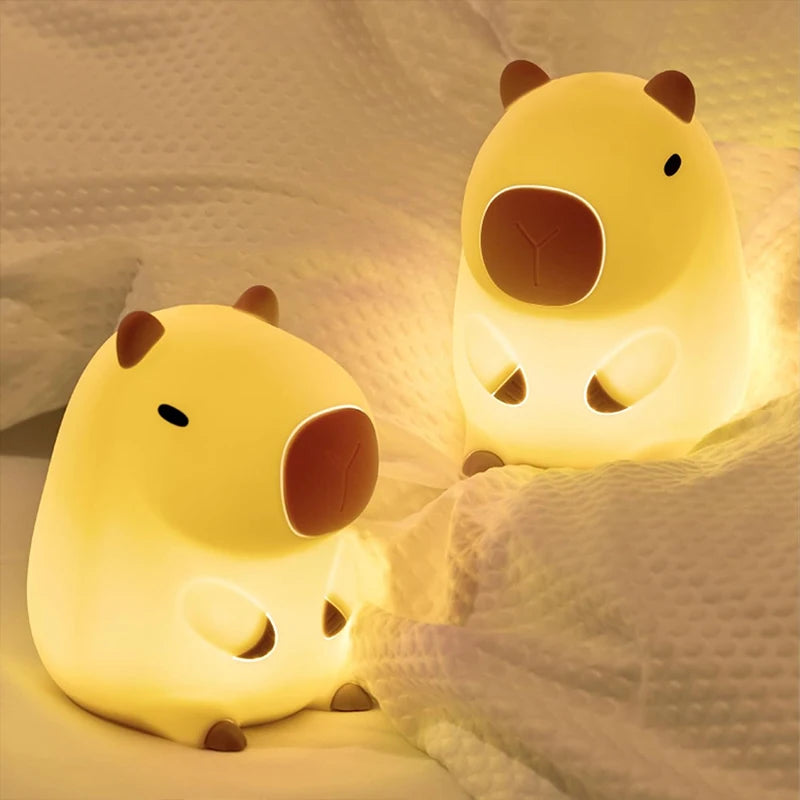 Capybara Silicone Night Light - USB Rechargeable Touch Bedside Lamp for Children - Ideal Gift and Decorative Sleep Aid