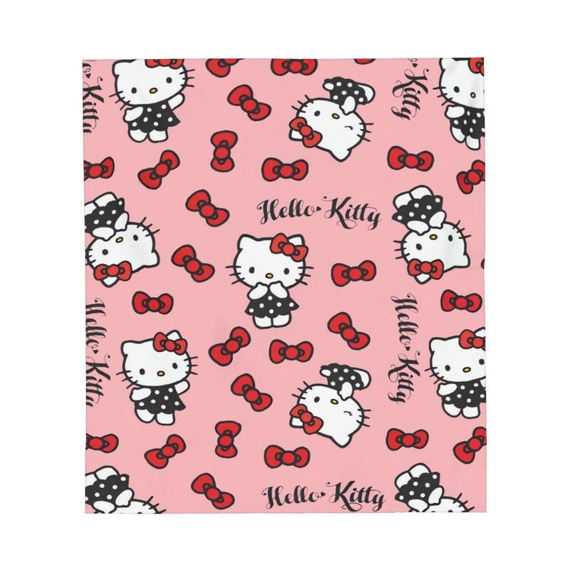 π§£ Hello Kitty Theme Cozy Flannel Blanket β Adorable Printed Plush Throw with Strawberry Design