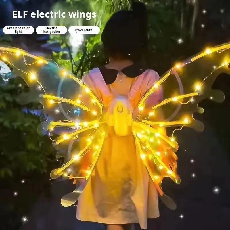 Electrical Butterfly Wings Toy with Music Lights Elf Wings Glowing Shiny Dress up Moving Fairy Wings for Kids Boys Girls Gift