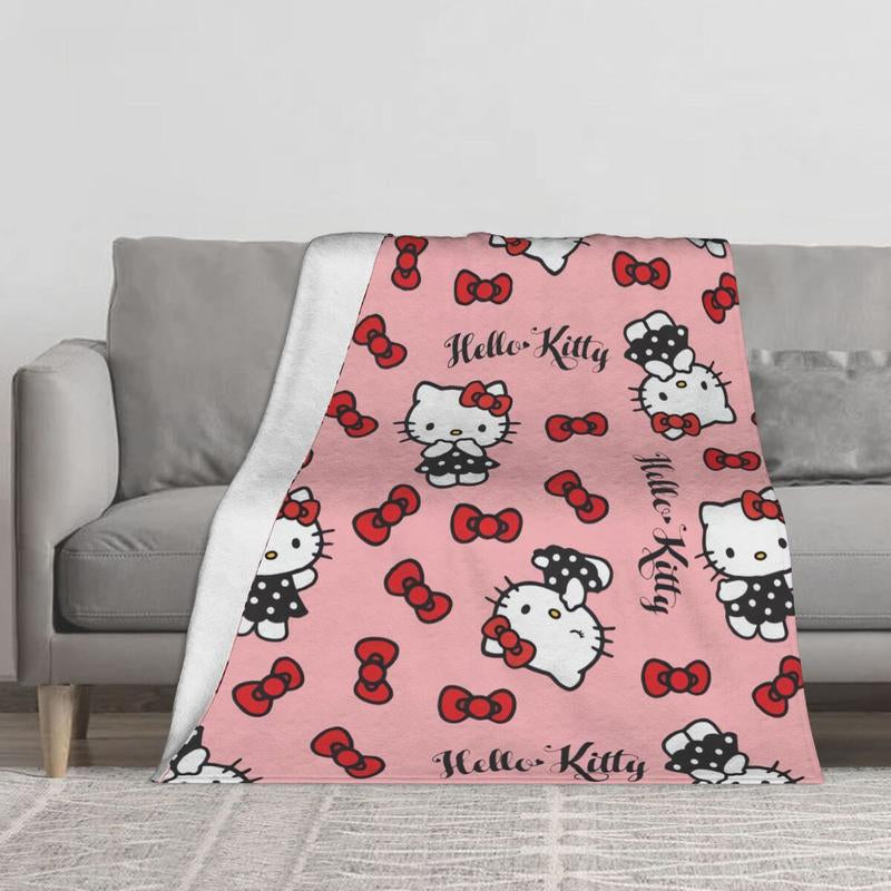 π§£ Hello Kitty Theme Cozy Flannel Blanket β Adorable Printed Plush Throw with Strawberry Design