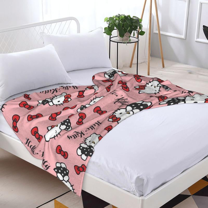 π§£ Hello Kitty Theme Cozy Flannel Blanket β Adorable Printed Plush Throw with Strawberry Design