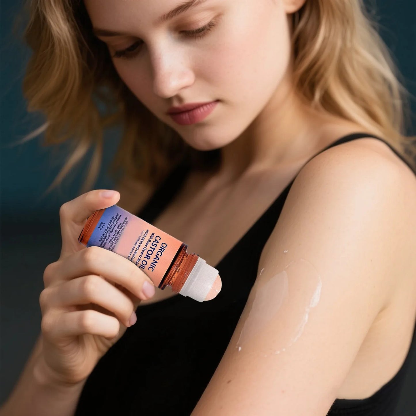 ✨ 50ml Organic Golden Castor Oil Roll-On with Rose Quartz – 100% Pure, Less Mess, Maximum Results For Lush Lashes, Fuller Brows & Glowing Skin – Effortless Beauty, Naturally