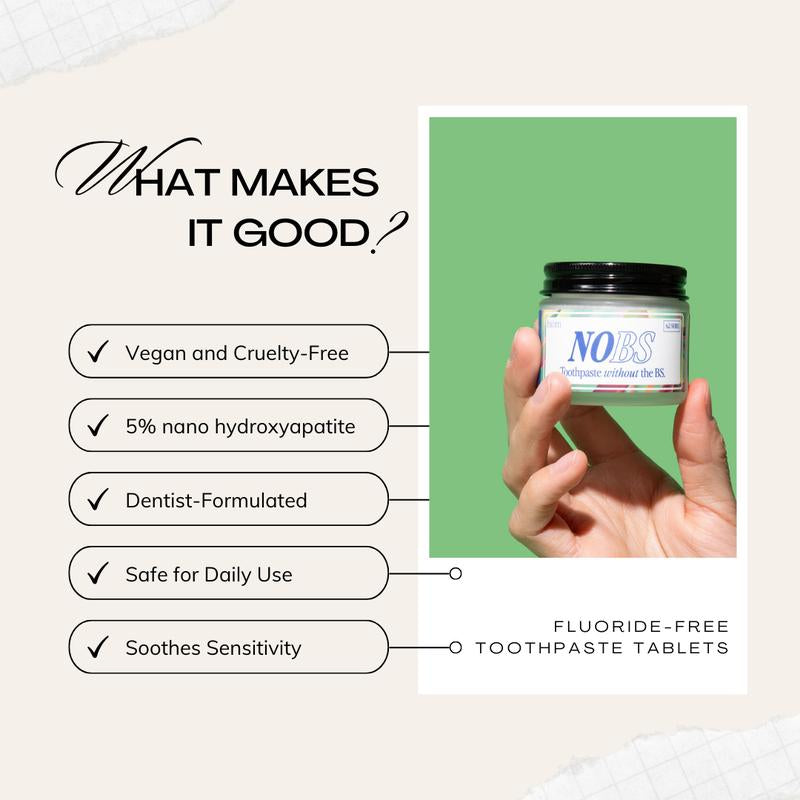 NOBS Nano Hydroxyapatite Toothpaste Tablets: Fluoride-Free, Plastic-Free & Eco-Friendly