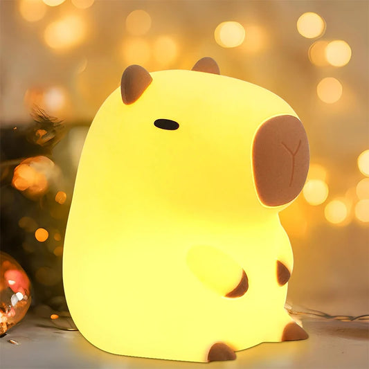 Capybara Silicone Night Light - USB Rechargeable Touch Bedside Lamp for Children - Ideal Gift and Decorative Sleep Aid