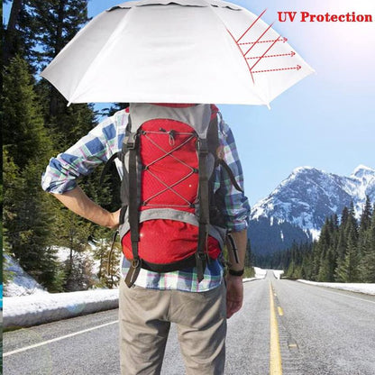 Head Umbrella Hat, Random Colours Compact Folding Hands Free Hat Umbrella for Adults Rain Sun Protection Gardening Fishing Hiking Beach Costume, 36 Inch Nature Cover