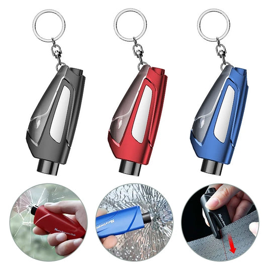 3 in 1 Car Safety Hammer Keychain Emergency Glass Breaker Hammer Self Rescue Tool Window Breaker Seat Belt Cutter Rescue Tool