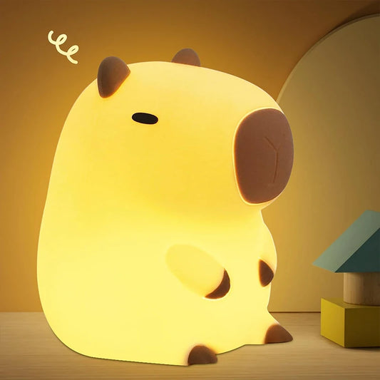 Capybara Silicone Night Light - USB Rechargeable Touch Bedside Lamp for Children - Ideal Gift and Decorative Sleep Aid