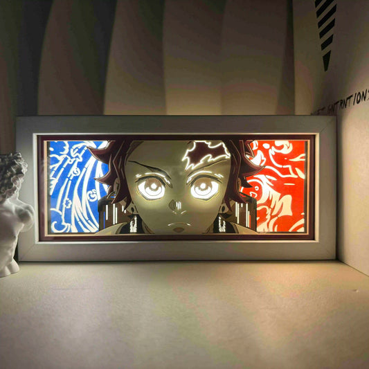 ✨ Demon Slayer Anime Light Box – Colorful Paper-Cut Night Light with Remote Control Ambient Room Decor for Bedroom, Living Room & Gaming Setup