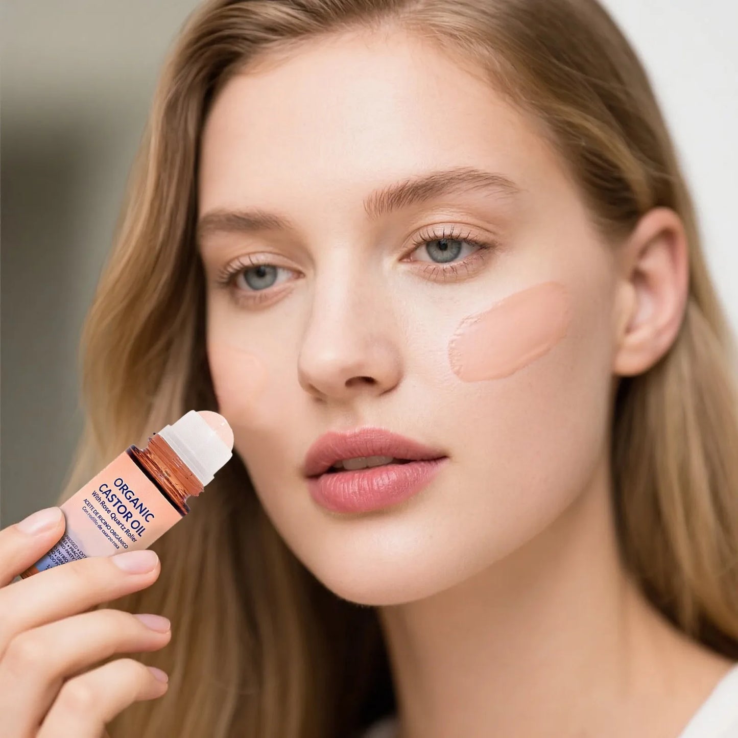 ✨ 50ml Organic Golden Castor Oil Roll-On with Rose Quartz – 100% Pure, Less Mess, Maximum Results For Lush Lashes, Fuller Brows & Glowing Skin – Effortless Beauty, Naturally