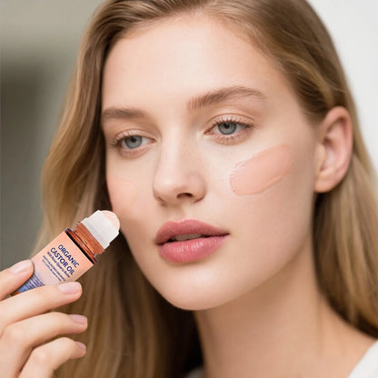 ✨ 50ml Organic Golden Castor Oil Roll-On with Rose Quartz – 100% Pure, Less Mess, Maximum Results For Lush Lashes, Fuller Brows & Glowing Skin – Effortless Beauty, Naturally