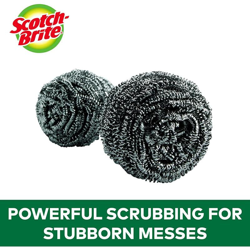 Scotch-Brite Stainless Steel Scrubber, Dish Scrubbers for Cleaning Kitchen and Household, Steel Scrubbers for Cleaning Dishes, 3 Scrubbers 3M Corp