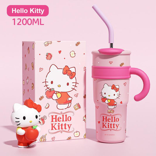 Sanrio Hello Kitty 40 oz Stainless Steel Thermal Tumbler – Vacuum Insulated Water Bottle with Handle & Straw